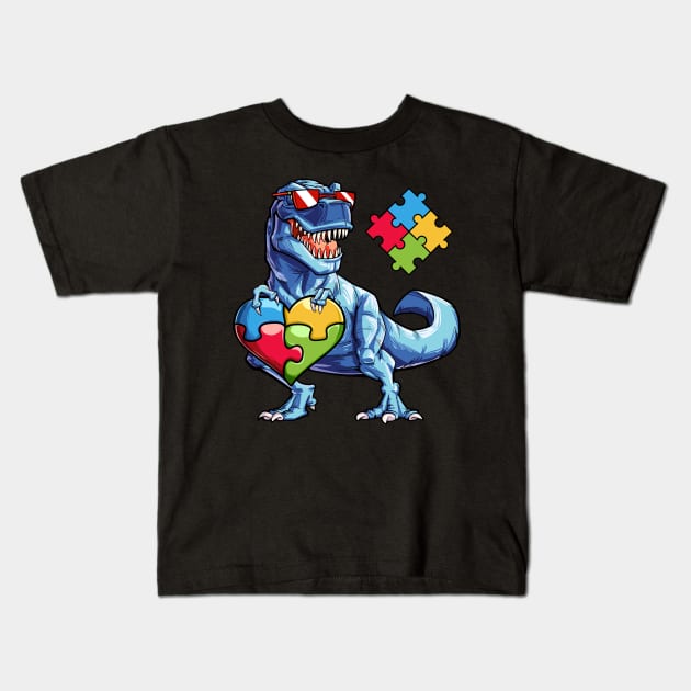 Dinosaurus Autism Awareness Kids T-Shirt by Vaolodople